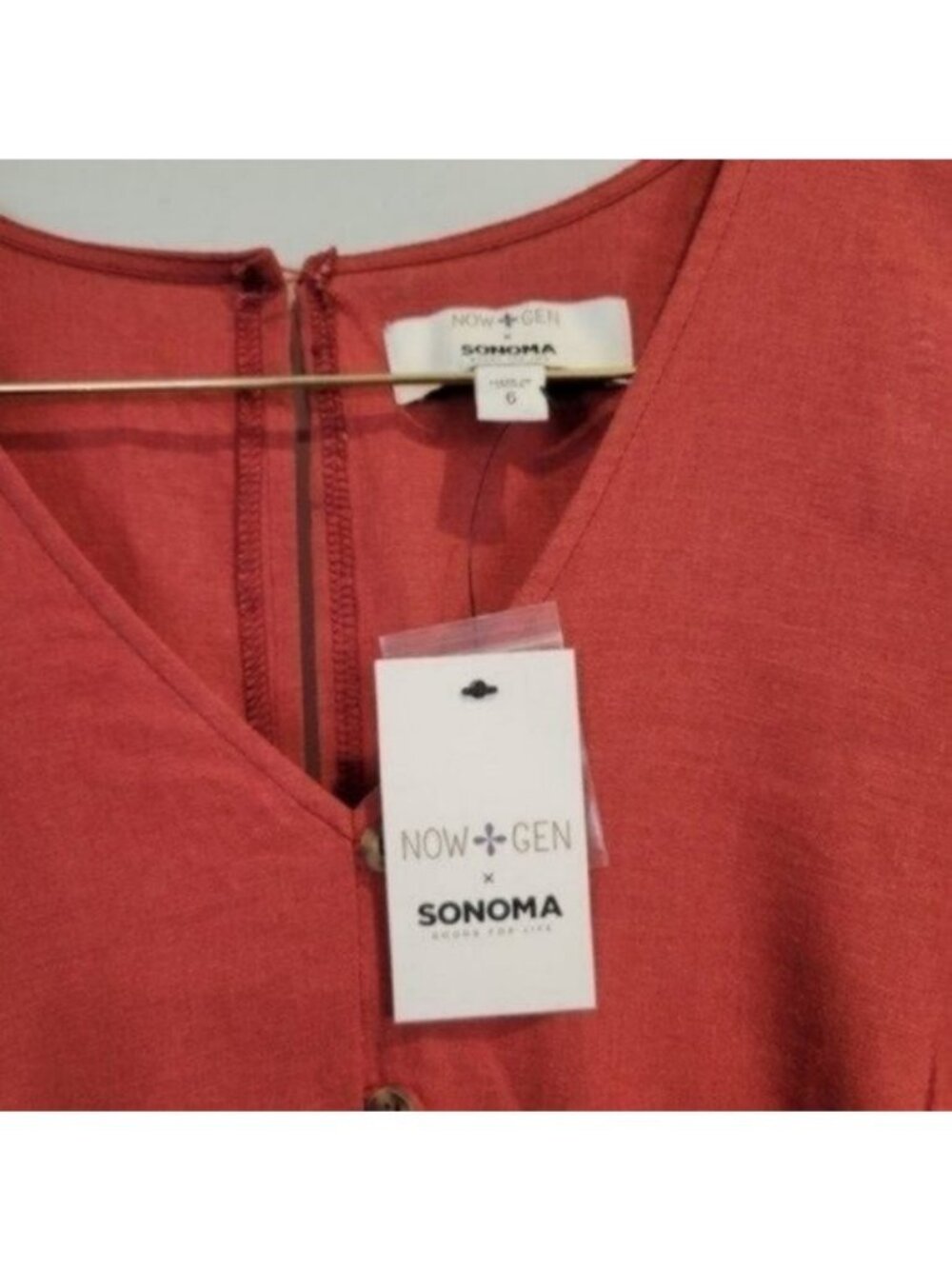 Sonoma Now Gen Linen Blend Short Jumpsuit Romper Tera Rouge NWT - Picture 6 of 12